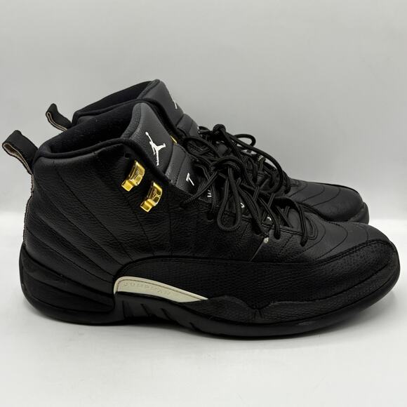 NIKE AIR JORDAN 12 Retro The Master Black Leather White Sz 11.5 - Picture 2 of 9